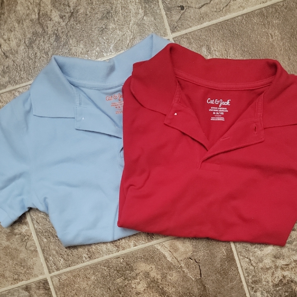 Cat & Jack Short-Sleeve Polo Set - Red & Light Blue